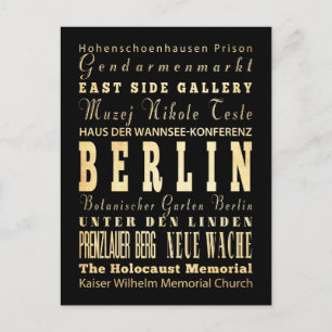 Carte Postale Berlin Ville d'Allemagne Typographie Art