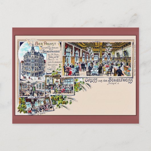 Carte Postale Berlin vintage 1890 Beer Palace Litho (Devant)