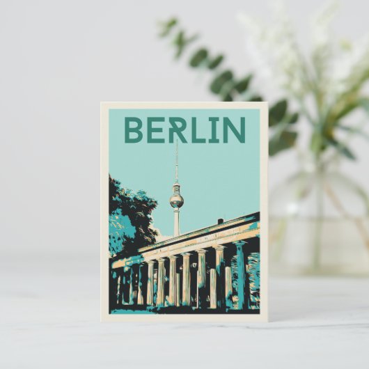 Carte Postale Berlin vue avec Fernsehturm illustration Allemagne (Debout devant)