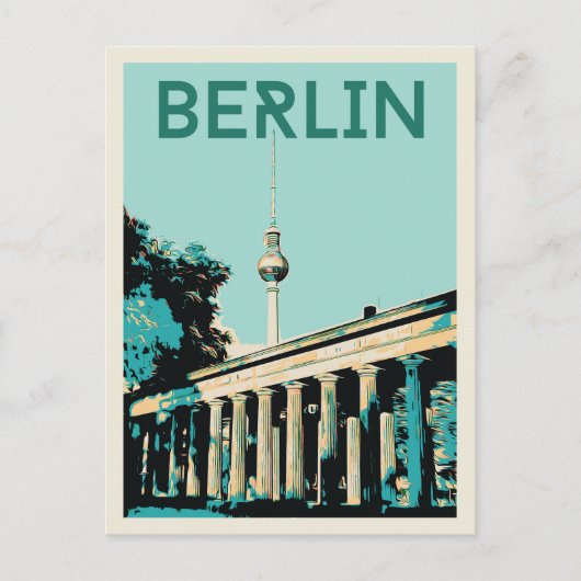 Carte Postale Berlin vue avec Fernsehturm illustration Allemagne (Devant)