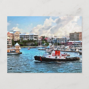 Carte Postale Bermudes - Bateau À Tugboat Arrivant Dans Le Port 