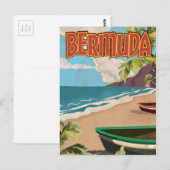Carte Postale Bermudes vintage fun affiche de voyage (Devant / Derrière)