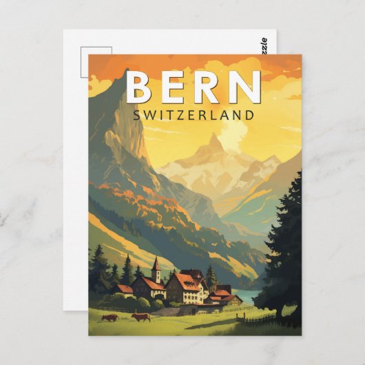 Carte Postale Bern Suisse Voyage Art Rétro (Devant / Derrière)
