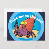 Carte Postale Bernard l'ermite pourpre mignon drôle de bande (Devant / Derrière)