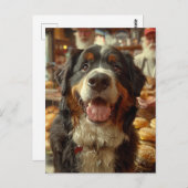 Carte Postale Bernese Mountain Dog in the Cheeseburger Shop (Devant / Derrière)