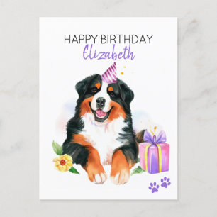 Carte Postale Bernese Mountain Dog Personnalisé Joyeux Anniversa