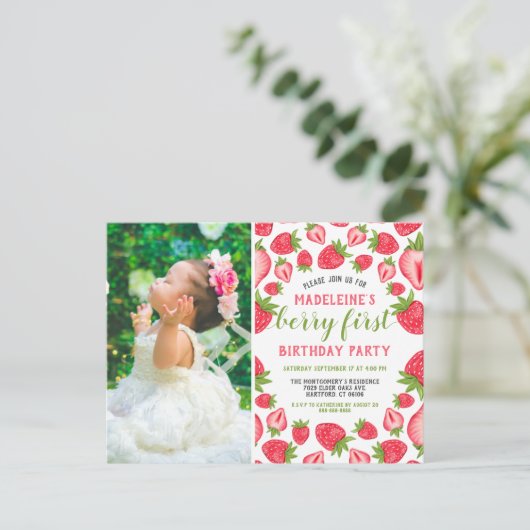 Carte Postale Berry First Strawberry 1ère fête d'anniversaire Ph (Debout devant)