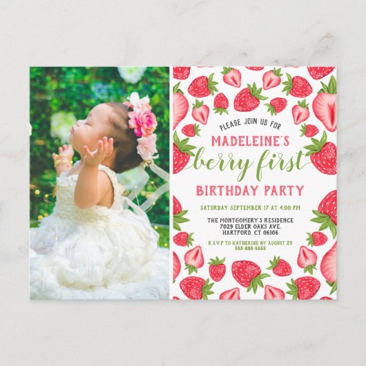 Carte Postale Berry First Strawberry 1ère fête d'anniversaire Ph (Devant)