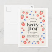 Carte Postale Berry Premier anniversaire fraise Anniversaire (Devant / Derrière)