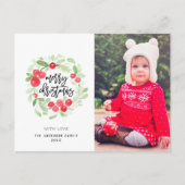 Carte Postale Berry Wreath Joyeux Noël aquarelle photo (Devant)