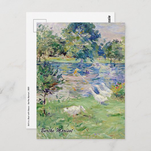 Carte Postale Berthe Morisot - Fille en bateau avec oie (Devant / Derrière)