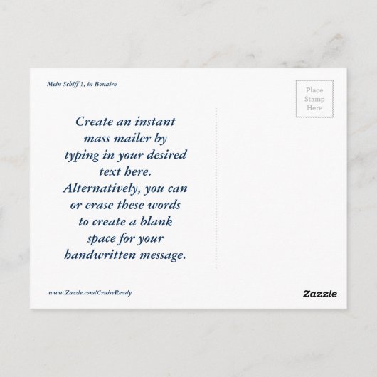 Carte Postale Berthed à Bonaire (Dos)