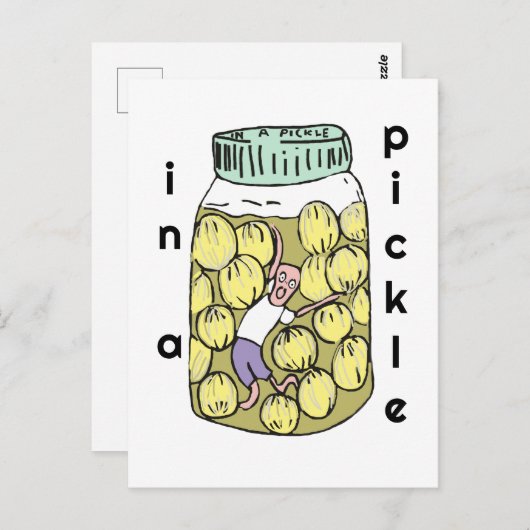 Carte Postale Besoin d'aide dans un pot d'oignon mariné (Devant / Derrière)