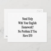 Carte Postale Besoin d'aide pour vos devoirs d'anglais ? Pas de  (Devant / Derrière)