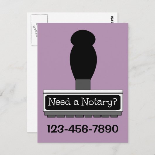 Carte Postale Besoin d'un notaire ? Timbre en caoutchouc (Devant / Derrière)