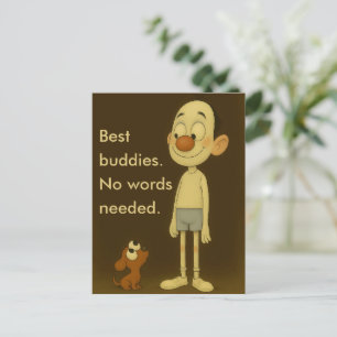 Carte Postale Best Buddies-Cartoon de coeur Dog & Friend