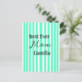 Carte Postale Best ever mom green stripped pattern pastel neon  (Debout devant)