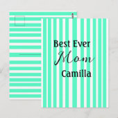 Carte Postale Best ever mom green stripped pattern pastel neon  (Devant / Derrière)