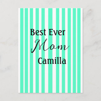Carte Postale Best ever mom green stripped pattern pastel neon 