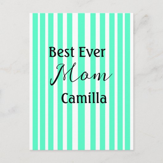 Carte Postale Best ever mom green stripped pattern pastel neon  (Devant)
