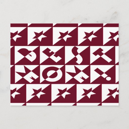 Carte Postale Best Mama Red and White Pattern with Stars (Devant)