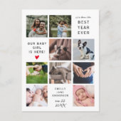 Carte Postale Best Year Ever Modern New Baby Photo Collage (Devant)