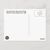 Carte Postale Bethel Primitive Baptist Dade City FL (Dos)