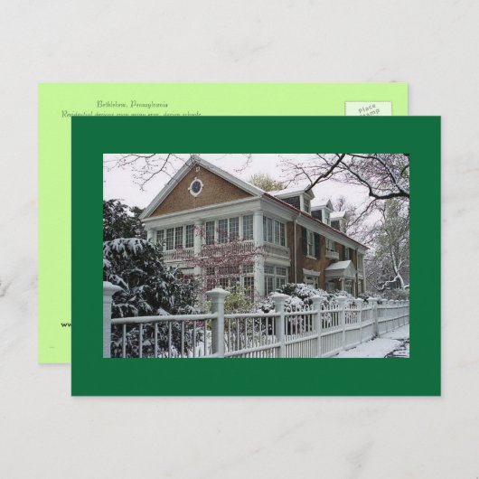 Carte Postale Bethléem, Pennsylvanie (Devant / Derrière)