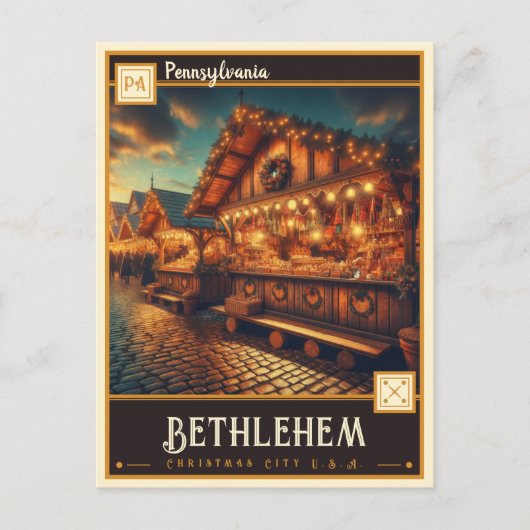 Carte Postale Bethléem, Pennsylvanie | VINTAGE (Devant)