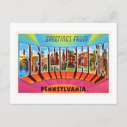 Carte Postale Bethlehem Pennsylvania PA Vintage voyage Souvenir (Devant)