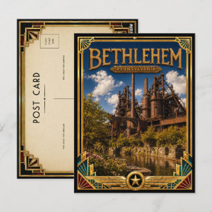 Carte Postale Bethlehem Pennsylvanie Art Déco Vintage Âge d'Or