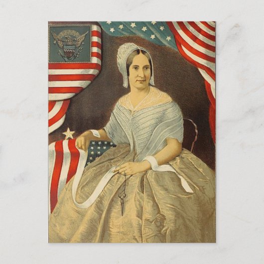 Carte Postale Betsy Ross Premier drapeau américain Portrait Vint (Devant)