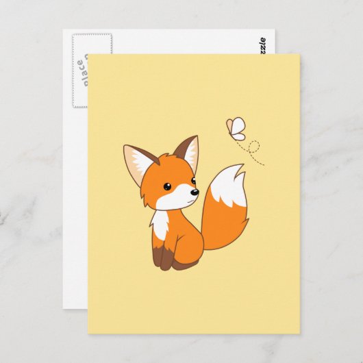 Carte Postale Beurre à regarder de la petite Fox mignonne (Devant / Derrière)