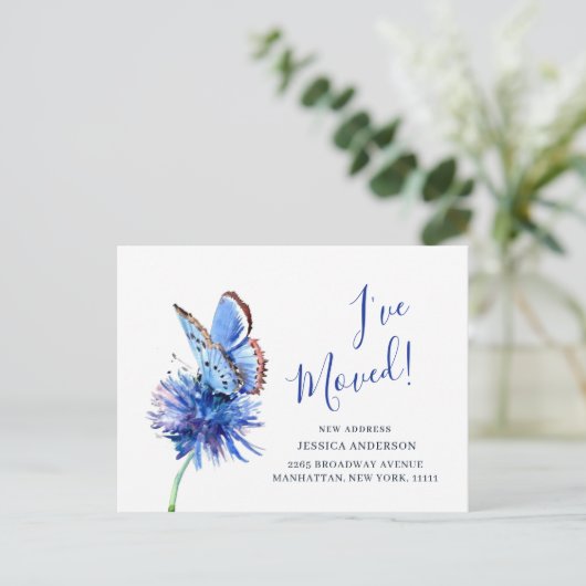 Carte Postale Beurre Bleu mignon Fleur Faire-part de déplacement (Debout devant)