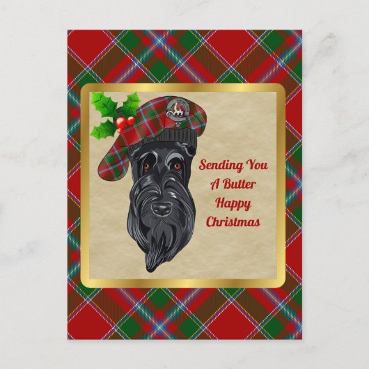Carte Postale Beurre Clan Badge & Tartan Christmas (Devant)