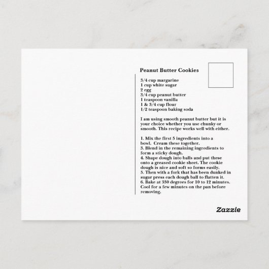 Carte Postale Beurre d'arachide Cookie (Dos)