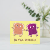 Carte Postale Beurre d'arachide mignonne et caricature sandwich (Debout devant)