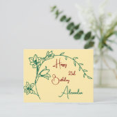 Carte Postale Beurre floral simple Jaune Nommé & Anniversaire Vi (Debout devant)