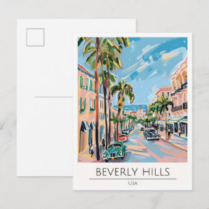 Carte Postale Beverly Hills USA Illustration Artistique Voyage