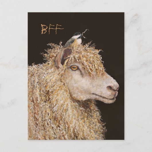 Carte postale BFF avec mouton et poulet (Devant)