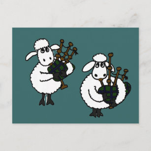 Carte Postale BI- Moutons géniaux Jouant des tuyaux