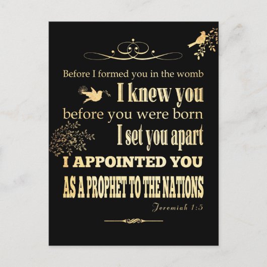 Carte Postale Bible biblique chrétienne Verse - Jérémie 1:5 (Devant)