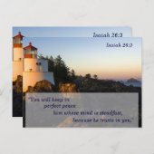 Carte Postale Bible chrétienne contre Ésaïe 26:3 Paix (Devant / Derrière)