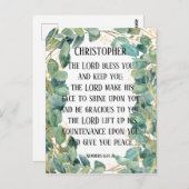 Carte Postale Bible chrétienne Verse Bénédiction Eucalyptus Feui (Devant / Derrière)