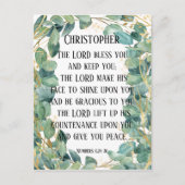 Carte Postale Bible chrétienne Verse Bénédiction Eucalyptus Feui (Devant)