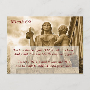 Carte Postale Bible chrétienne Verse Micah 6:8 Esprit de justice
