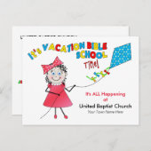 CARTE POSTALE BIBLE DE L'ÉCOLE DE VACANCES - FILLE (Devant / Derrière)