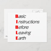 Carte Postale Bible, Instructions de base pour quitter le don de (Devant / Derrière)