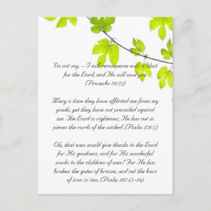 Carte Postale Bible passage, feuilles verts