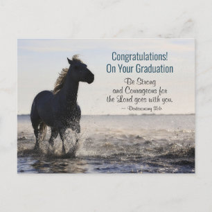 Carte Postale Bible Soyez forts et courageux Cheval Graduation
